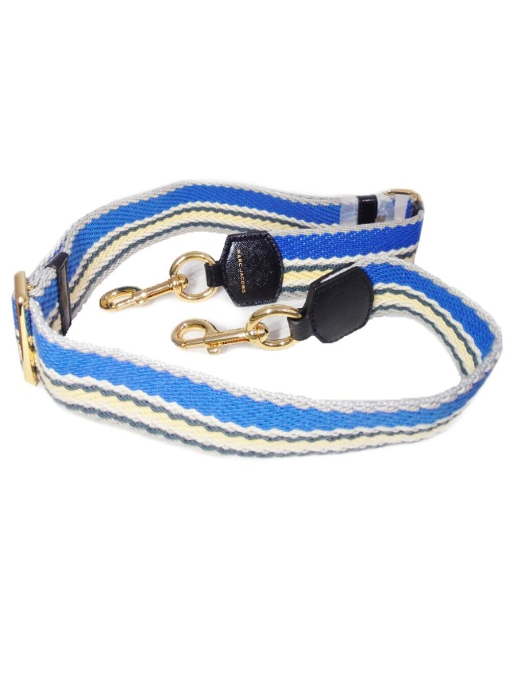 Marc Jacobs Blue Yellow Grey Adjustable Woven & Leather Shoulder Bag Strap